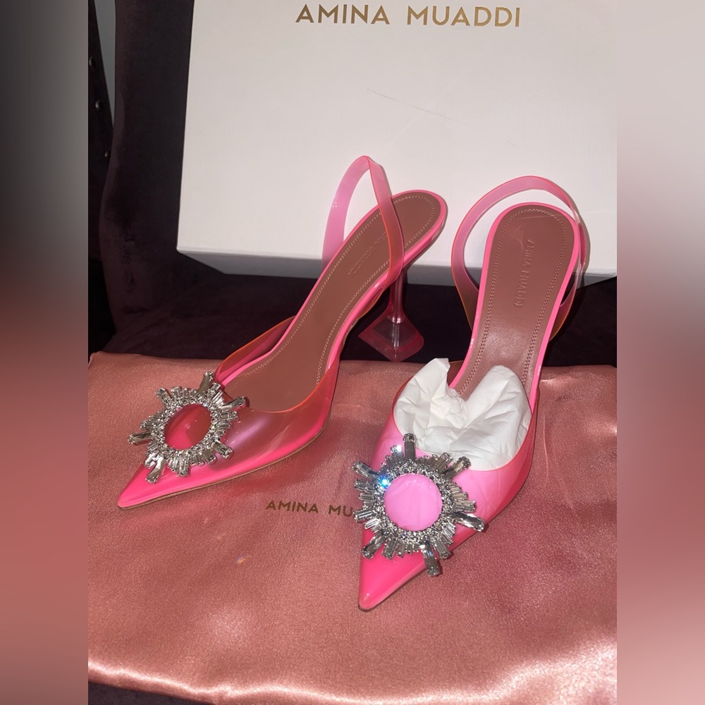 Amina muaddi begun glass slingback